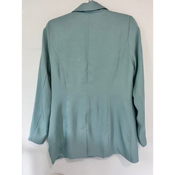 Blue Blush Single Breasted One-Button Lined Blazer Mint Green Womens Size Medium - Picture 3 of 4